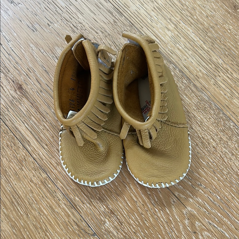 Tan Leather Kids Moccasins